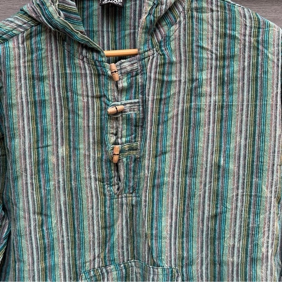 SHOP Therapy Mens Striped toggle, button Hoodie, Shirt L Grunge, Goth Streetwear - Picture 6 of 9